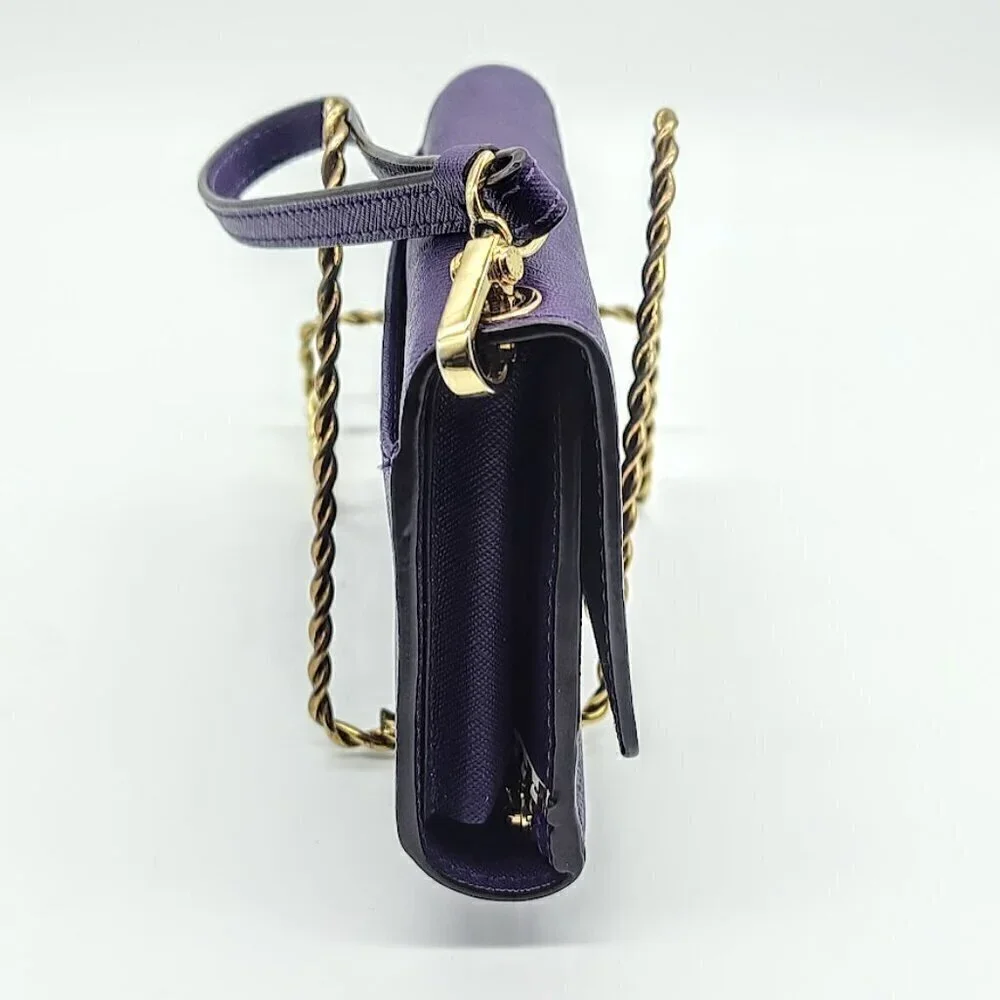 Henri Bendel Purple Saffiano Leather Wallet Wristlet Clutch NWOT